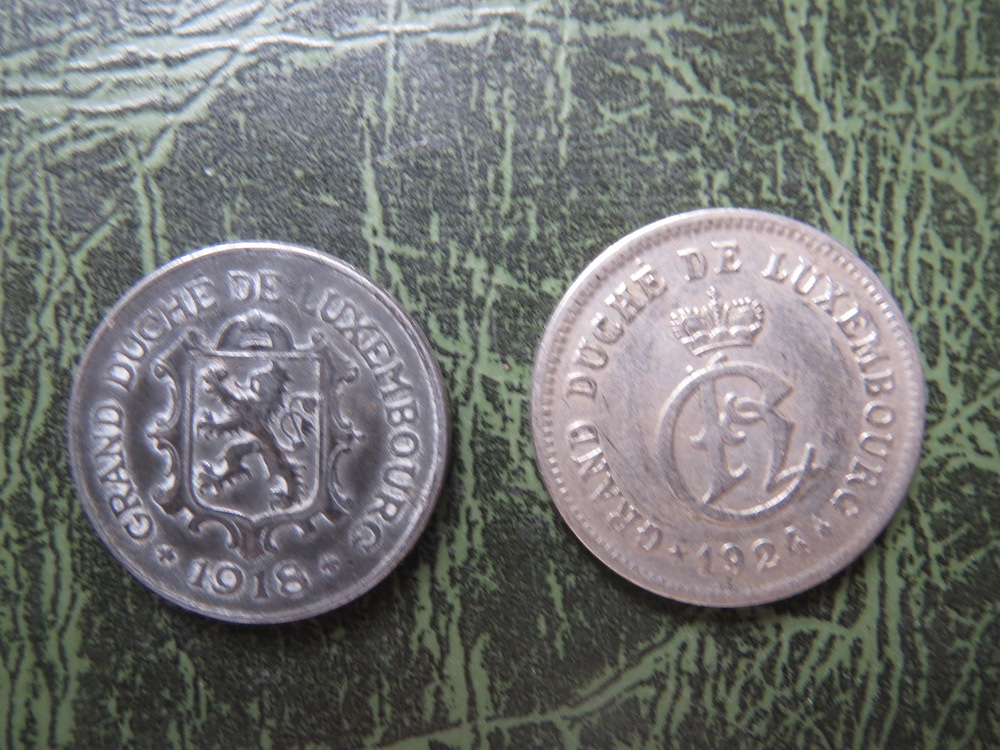 Luxembourg, 10 cents, silver, 1918 and 1924 (C-LUX-01)